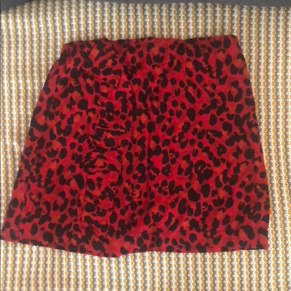 Zara red leopard skirt
